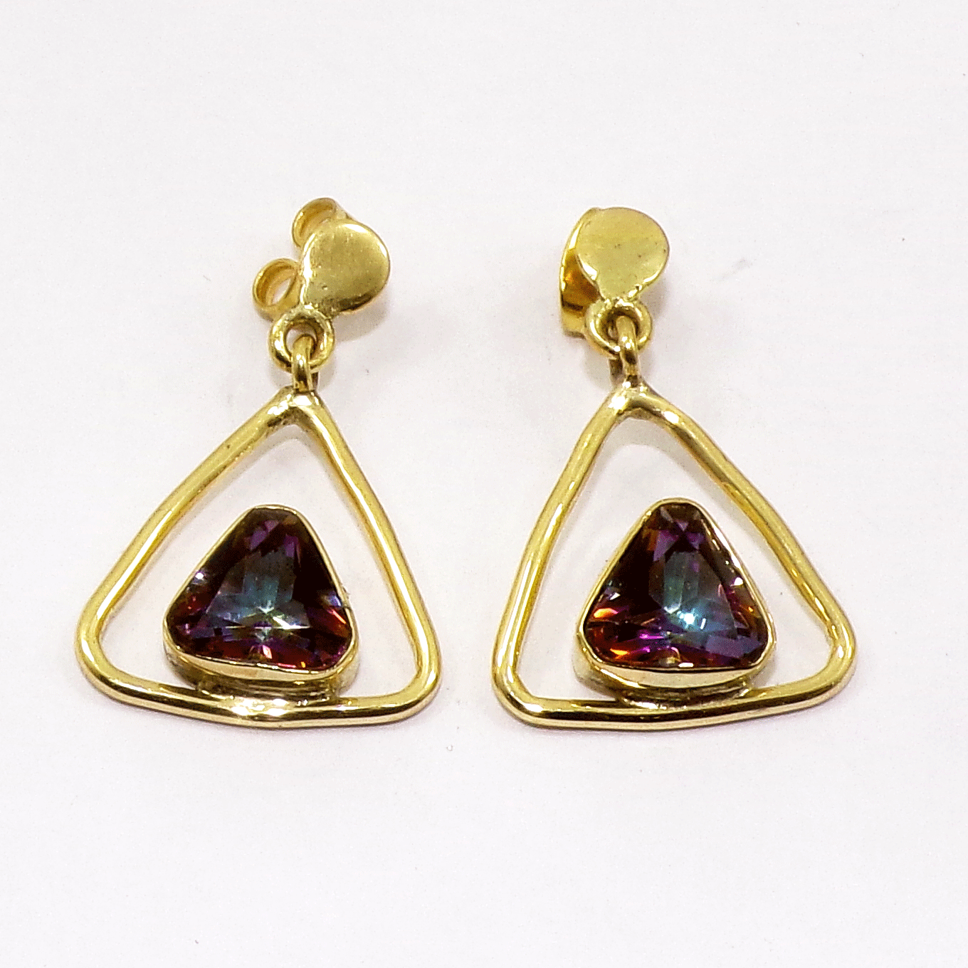 Colorful Mystic Quartz Cut Stud Earring J - JBS999 New Year Collection Cut Shape With 18ct Gold Plating Stud Earring